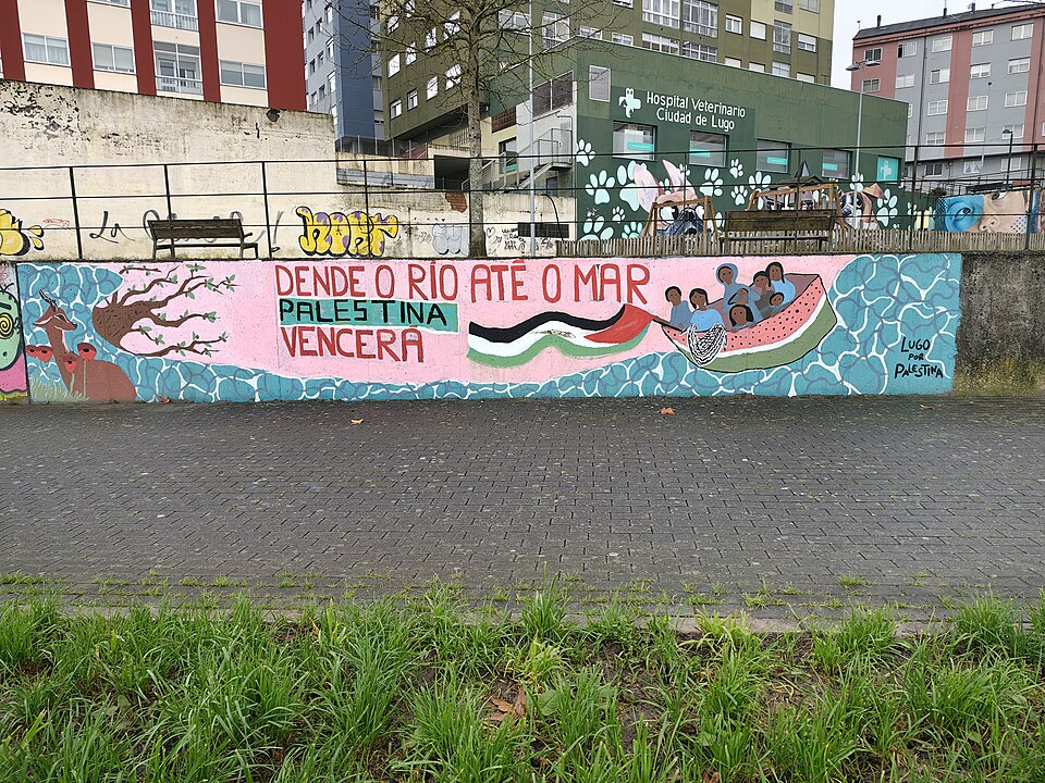 From the river to the sea Palestine graffiti mural